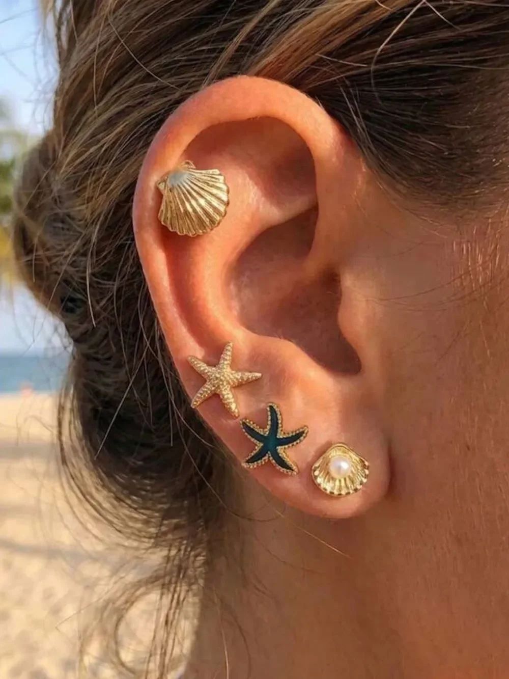 Blue Starfish Stud Earrings N2241
